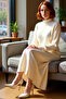 Women's Plain Pattern Mock Neck Low Sleeve Maxi Knitwear Dress Offers Winter Comfort with Its Stylish Shift Pattern - 2
