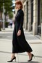 Women's Plain Woven Shirt Collar Long Raglan Sleeve Maxi Dress Combines Comfort and Elegance