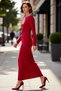 Women's Bodycon Maxi Length Long Sleeve Boat Neck Knitted Sandy Fabric Elegant Winter Prom Dress Good Quality