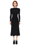 Women's Black Maxi Mock Neck Long Sleeve a Line Ruffled Hem Backless Knitted Dress Quality - 3