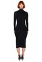 Women's Mock Neck Long Sleeve Midi Length Bodycon Knitted Dress Slit Ruched Detail Stylish and Elegant Quality - 4
