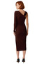 Women's Asymmetrical Neckline Single Long Sleeve Bodycon Midi Accessory Detail Knitted Cocktail Dress Glam - 4