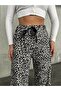Leopard Patterned Suede Fabric Wide Leg Trousers - 6