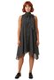 Women's Black Polka Dot Plus Size Woven Halter Neck a Line Sleeveless Midi Dress Good Quality - 3