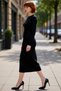 Women's Knitwear Stone Detailed Belted a Line Maxi Length Dress Stylish Winter Ideal for Hijab Clothing