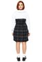 Women's Plus Size Black Plaid Tweed Mini Dress Shirt Collar Layered Ideal for Winter Chic - 4