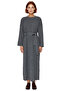 Custom Knitwear Ribbed Belted Maxi Dress for Women Plain Pattern Long Drop Sleeve Winter Chic - 3