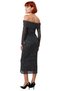 Women's Fish Cut Polka Dot Carmen Neckline Maxi Length Lined Dress Ideal for Stylish Evening Invitations. - 4