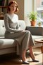 Women's Black Knitwear Maxi Dress Pool Neckline A-Line Belted Long Sleeve Stylish Ideal for Everyday Outfits - 2