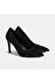 Women's Black Stone Pointed Toe Heeled Evening Dress Shoes