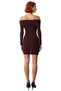 Women's Exclusive Bodycon Midi Dress Plain Long Drop Sleeve Carmen Neck Sandy Woven Stylish Clothing Quality - 4