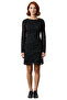 Black Flocking B Printed Bodycon Mini Knitted Dress for Women Spanish Sleeve Boat Neck Design - 3
