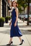 Women's Asymmetrical Neck Sleeveless Maxi Dress Satin Woven Stylish A-Line Design for Special Occasions.