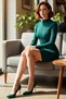 Women's Bodycon Long Sleeve High Neck Ribbed Color Block Mini Knitwear Dress Stylish and for Winter Outfits - 2