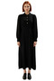 Women's Shirt Collar Skater Fit Plain Pattern Maxi Length Long Sleeve Woven Aerobin Dress Good Quality - 3