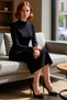 Women's Bodycon Mock Neck Plain Long Sleeve Button Detailed Midi Knitted Dress Stylish and Comfortable Design - 2