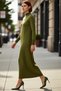 Women's A-Line Maxi Length Mock Neck Pearl Detailed Standard Sleeve Hijab Knitwear Dress Stylish and for Winter