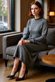 Women's Hijab Winter Knitwear Maxi Dress Mock Neck Plain Pattern Long Standard Sleeve Comfortable Shift Fit - 2