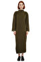 Women's Plain Pattern Mock Neck Long Low Sleeve Maxi Length Shift Fit Acrylic Knitwear Dress Casual Chic - 3
