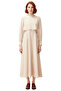 Women's Plain Pattern a Line Maxi Woven Dress Mock Neck Long Sleeve Spring Autumn Offers Elegance - 3