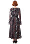 Women's Shawl Patterned V-Neck Balloon Sleeve Lined Maxi Skater Dress Offers Everyday Elegance. Good Quality - 4