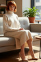 Women's Special Plain Pattern Turtleneck Midi Knit Dress Comfortable and Stylish Choice for Winter Months Quality - 2