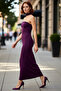 Women's Strapless Skater Maxi Dress Eye-Catching with a Stylish and Elegant Plain Knitted Design for Special Occasions