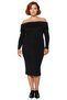 Women's Bodycon Cut Carmen Collar Plain Long Sleeve Knitwear Midi Dress Stylish and Comfortable Daytime in Winter Months - 3
