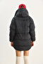 Women's Black Hooded Pocket Detailed Lined Oversize Crinkle Puffer Coat 60283684 - 8