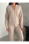 Women's Trend Modal Fabric College Collar Zippered Pocket Tracksuit Set - 2