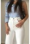 White Taylor Stretch Fabric ,Wide Leg Jeans,Womenpalazzo Wide Leg White Jeans*1 - 2