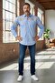Slim Fit Panel Pattern Long Sleeve Men's Shirt
