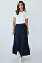 Women's Thick Winter Skirt with Elastic Waist and Side Detail - 3