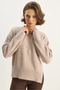Women's Mink Crew Neck Sweater with Side Slits Wool Blended Knitwear 2411 60283681 - 3
