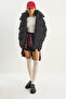 Women's Black Hooded Pocket Detailed Lined Oversize Crinkle Puffer Coat 60283684