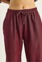 Women's Burgundy Elastic Waist Ribbed Palazzo Trousers with Pocket Detail 207 60283671 - 6