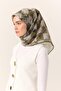 Thin Cotton Soft Scarf Henna Green-Dark Green Patterned Non-Slip Textured Tok Duruşlu 90X90 - 6