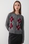 Women's Anthracite Argyle Patterned Buttoned Knit Sweater - 3