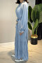 Ruffle Detailed Dress with Drawstring Collar and Skirt 5789 Baby Blue - 2