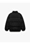 Mock Neck Pocket Detailed Zippered Winter Puffer Coat - 5