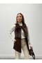 Women's Fur Detailed Cashmere Brown Vest - 4