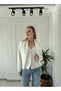Ecru V-Neck Shawl Detailed Knitwear Cardigan
