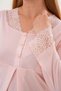 Women's Powder Lace Design Cotton Maternity Pajama Set with Dressing Gown, 3-Piece Pajama Set - 5