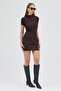 Women's Brown Slit Cashmere Skirt - 3