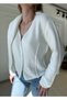 Ecru V-Neck Shawl Detailed Knitwear Cardigan - 5