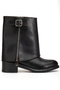 Women's Black Leather Side Zipper Buckle Detailed Boots - 2