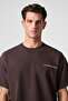 Moti Men's Chest and Back Printed 100% Organic Cotton Oversized Fit Crew Neck Brown T-Shirt - 2