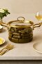 3.5 Lt Heat Resistant Pot with Gold Lid and Handle – Measured Borosilicate Glass Pot