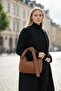 Nubuck Hand and Shoulder Bag with Knot Strap Detail - 5