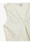 V Neck Varak Printed Glitter Plush Vest - 3